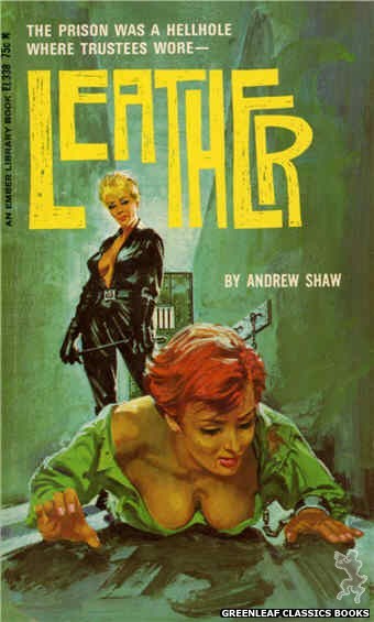 Ember Library EL 338 - Leather by Andrew Shaw, cover art by Robert Bonfils (1966)
