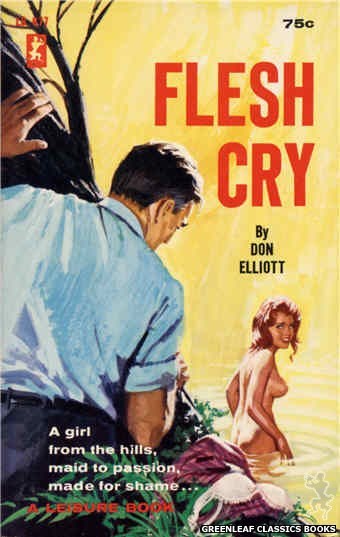 Leisure Books LB677 - Flesh Cry by Don Elliott, cover art by Robert Bonfils (1965)